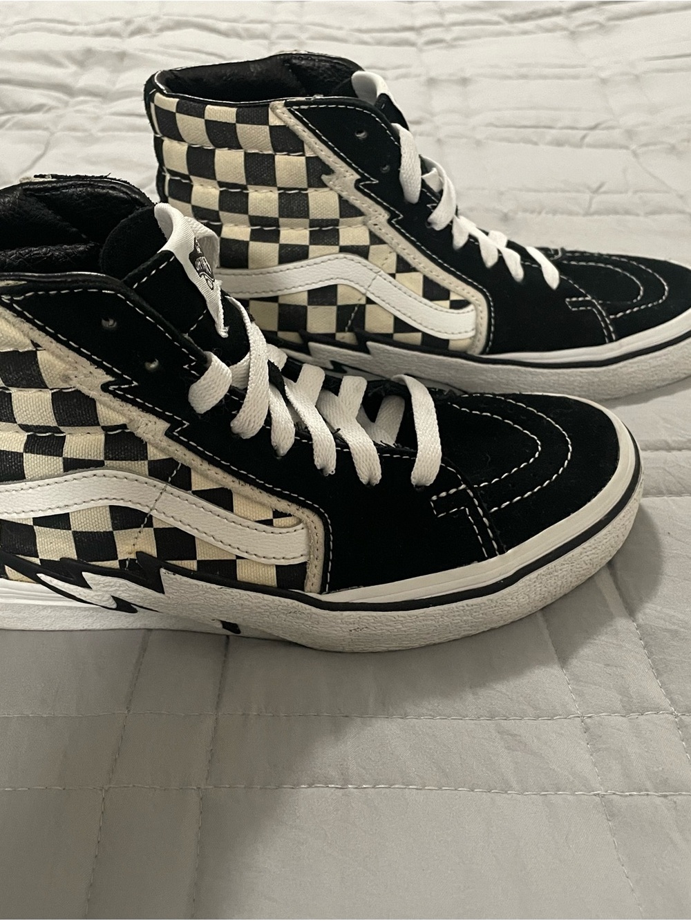 Vans Checkerboard High-Top Sneakers in Black and White
